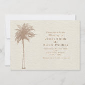 Vintage Brown Palm Tree Beach Wedding Invitations (Front)