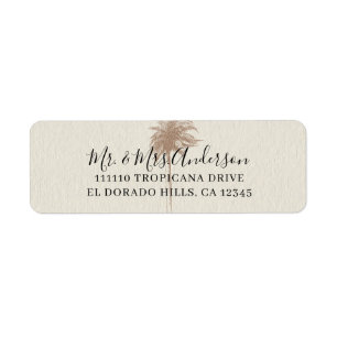 Vintage Brown Palm Tree Beach Wedding Label