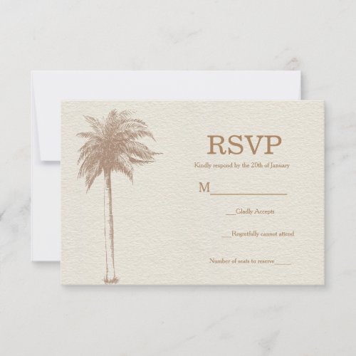 Vintage Brown Palm Tree Beach Wedding RSVP