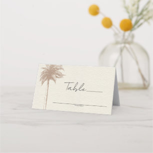 Vintage Brown Palm Tree Beach Wedding Table Number Place Card