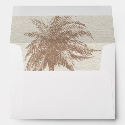 Vintage Brown Palm Tree Tropical Wedding   Envelope