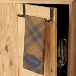 Vintage Brown Plaid Granny Kitchen Towel