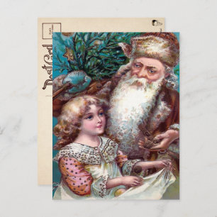 Vintage Brown Robed Santa Christmas Postcard
