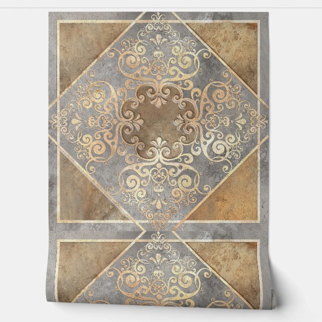 Vintage Brown Sepia Ornate Tile 8 Wallpaper (Unrolling)