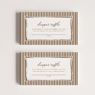 Vintage Brown Stripe Baby Shower Diaper Raffle  Enclosure Card