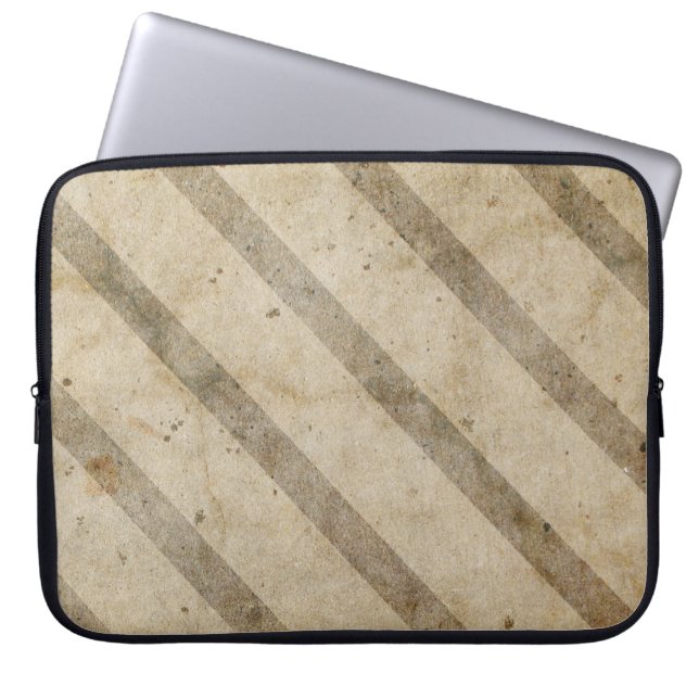 Vintage Brown Stripe Grunge Laptop Computer Sleeve (Front)