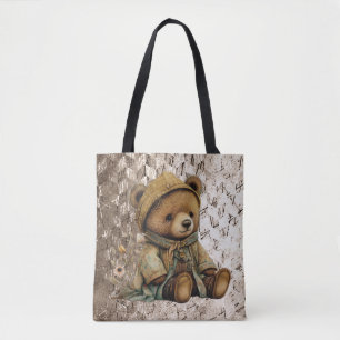 Vintage Brown Teddy Bear Tote Bag