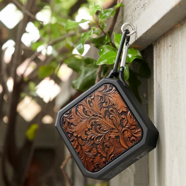 Vintage Brown tooled leather Bluetooth Speaker (Inisitu)