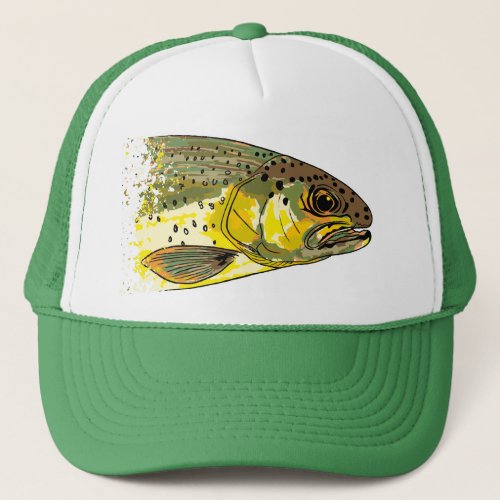 Vintage Brown Trout Fly Fishing Fisherman Trucker  Trucker Hat