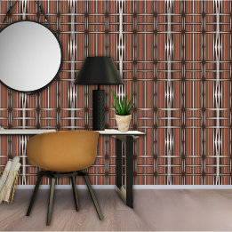 Vintage Brown White Stripes Geometric Pattern Wallpaper
