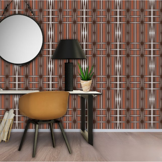Vintage Brown White Stripes Geometric Pattern Wallpaper (Creator Uploaded)