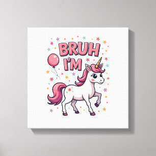 Vintage Bruh I'm 8 Unicorn Birthday Party Cute Ret Canvas Print
