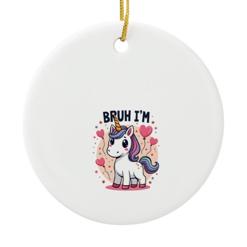 Vintage Bruh I'm 8 Unicorn Birthday Party Cute Ret Ceramic Ornament