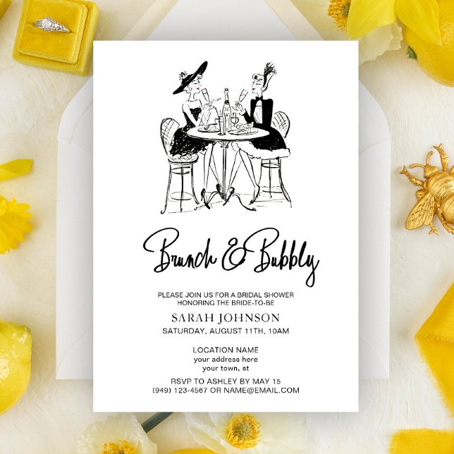 Vintage Brunch & Bubbly Champagne Bridal Shower Invitation (Creator Uploaded)