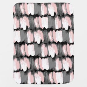 Vintage brush strokes, grey-pink decor. baby blanket