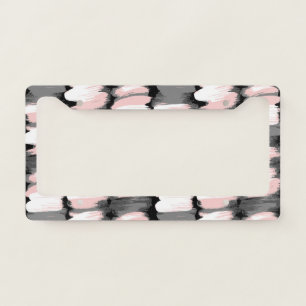 Vintage brush strokes, grey-pink decor. license plate frame