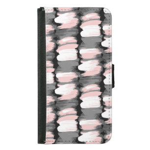 Vintage brush strokes, grey-pink decor. samsung galaxy s5 wallet case