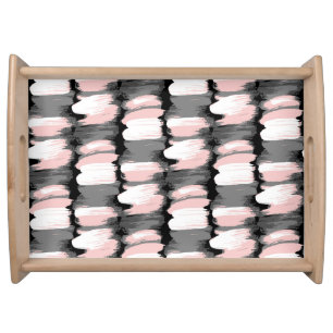 Vintage brush strokes, grey-pink decor. serving tray