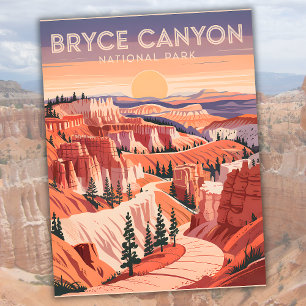 Vintage Bryce Canyon National Park Sunset Utah Postcard