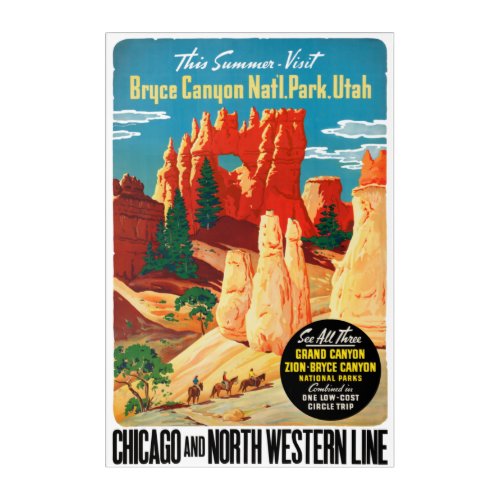 Vintage Bryce Canyon National Park Utah Travel Pos Acrylic Print