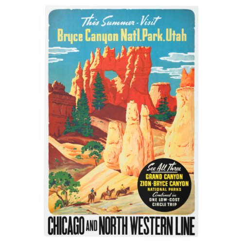 Vintage Bryce Canyon National Park Utah Travel Pos Metal Print