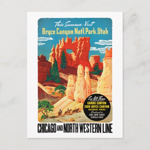 Vintage Bryce Canyon National Park Utah Travel Pos Postcard