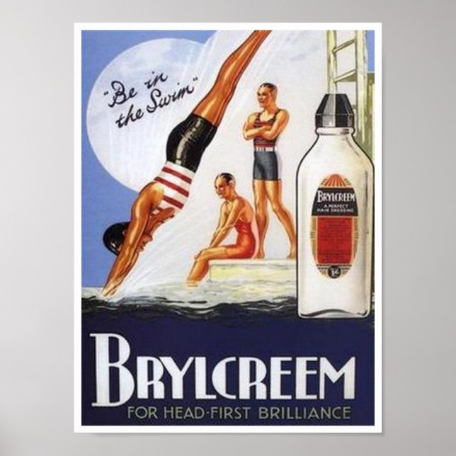 Vintage Brylcreem Be in the Swim Ad Poster (Front)
