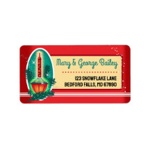 Vintage Bubble Light Christmas Card Address Labels
