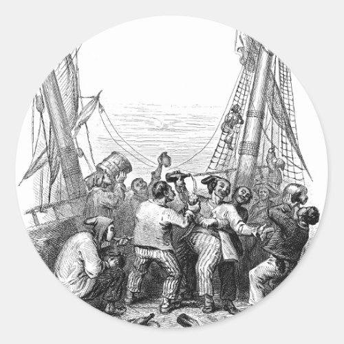 Vintage Buccaneers and a Shipwrecked Pirate Ship Classic Round Sticker