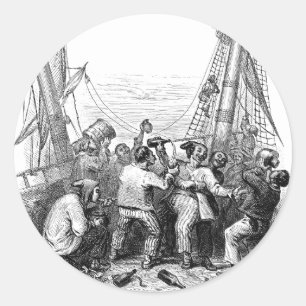 Vintage Buccaneers and a Shipwrecked Pirate Ship Classic Round Sticker