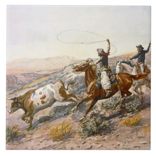 Vintage Buccaroos Charles Marion Russell Tile (Front)