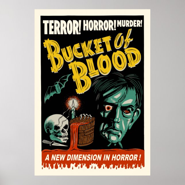 Vintage "Bucket of Blood" Spook Show Poster (Front)