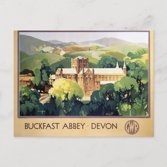Vintage Buckfast Abbey Monastery British Railways  Postcard (Front)