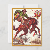 Vintage Bucking Bronco Christmas Cowboy Holiday Card