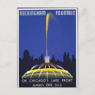 Vintage Buckingham Fountain Chicago Postcard