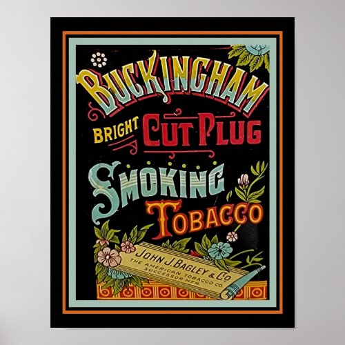 Vintage Buckingham Plug Tobacco Advertiesment Poster