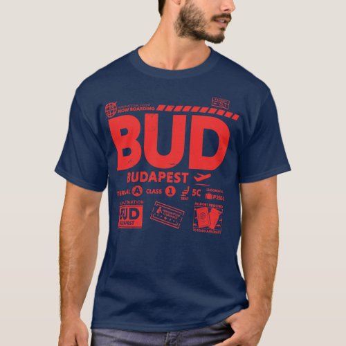 Vintage Budapest BUD Airport Code Travel Day Retro T_Shirt