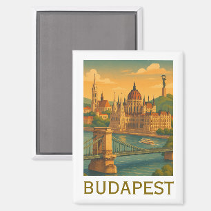 Vintage Budapest Hungary Travel Art Print Magnet