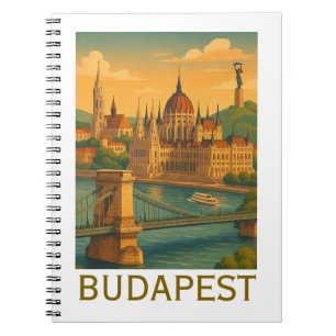 Vintage Budapest Hungary Travel Art Print Notebook