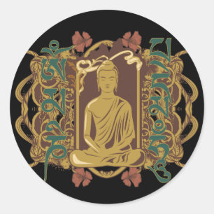 Vintage Buddha Mantra Classic Round Sticker
