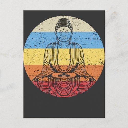 Vintage Buddha Meditation Relaxing Art Postcard
