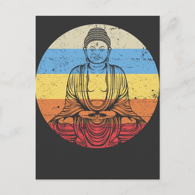 Vintage Buddha Meditation Relaxing Art Postcard (Front)