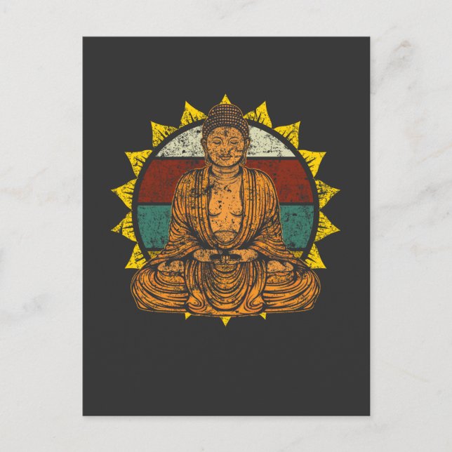 Vintage Buddha Meditation Spiritual Yoga Postcard (Front)