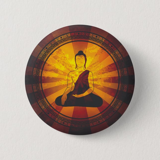 Vintage Buddha Print Pinback Button (Front)