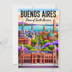 Vintage Buenos Aires Argentina Retro Illustration Holiday Card