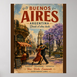 Vintage Buenos Aires Argentina Travel Poster with