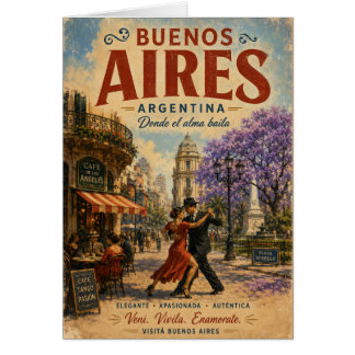 Vintage Buenos Aires Argentina Travel Poster with Cards