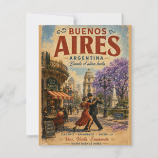 Vintage Buenos Aires Argentina Travel Poster with Note Card