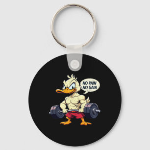 Vintage Buff Duck No Pain No Gain Gym Workout Cart Keychain