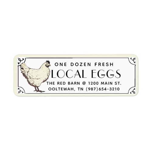 Vintage Buff Hen Egg Carton Return Address Label 